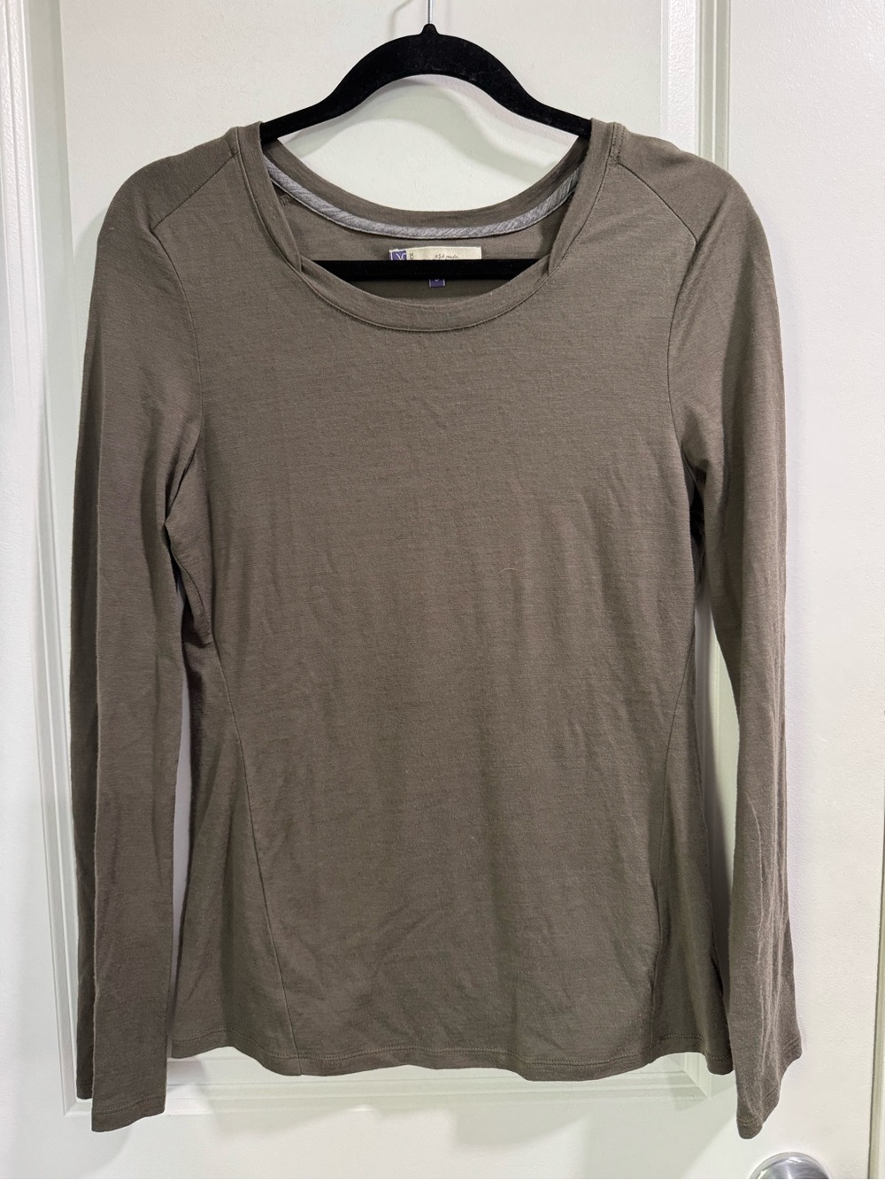 Ibex Merino Wool Scoop Neck Top Long Sleeve Brown S